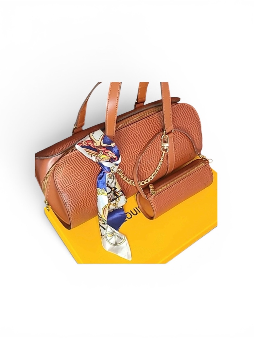 LOUIS VUITTON 1997 EPI SOUFFLOT KENYAN BROWN W MINI POCHETTE VERY GOOD COND